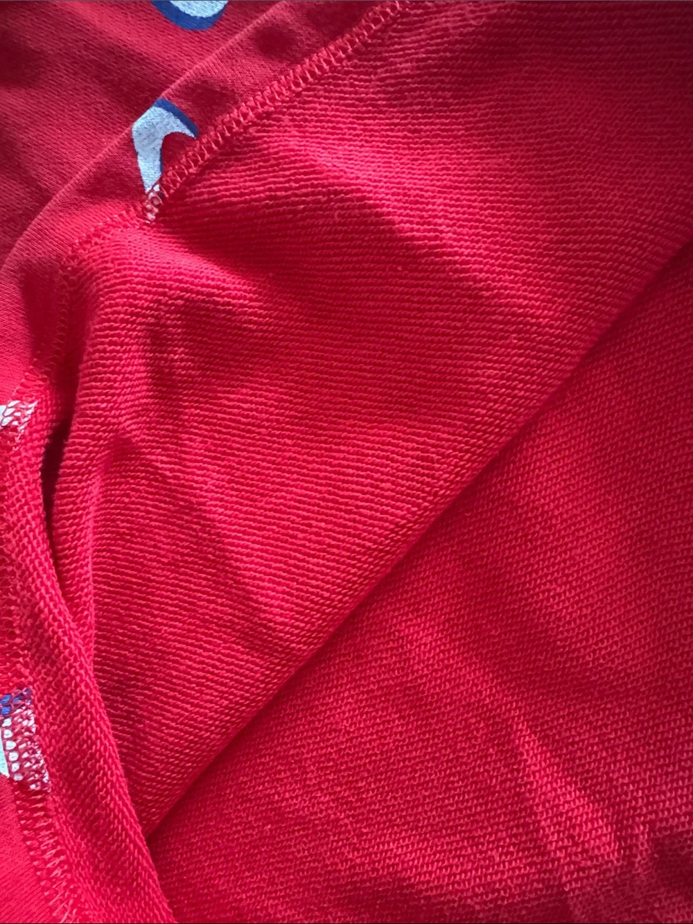 Nike Red Tank Top with Blue & White Swoosh Print thicker feel